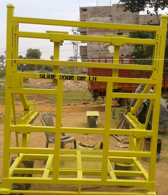 Steel component handling trolley for warehouse operations