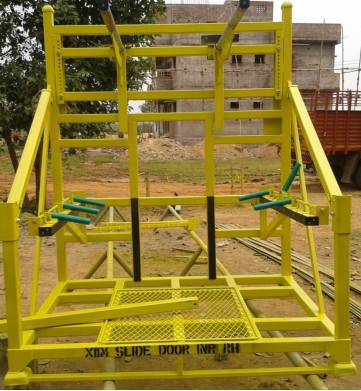 Steel component handling trolley for warehouse operations